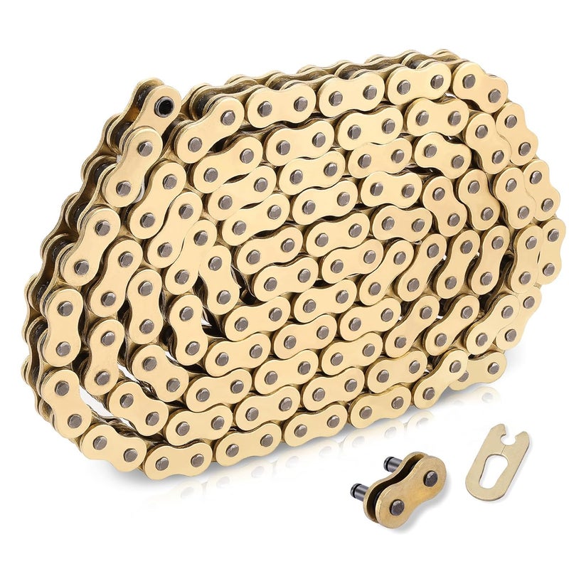 C-Tzu Gold 520 X-Ring Motorcycle Chain 140 Links for Off-Road and ATV with Connecting Master Link - Enhanced Durability & Universal Fit - Image 1